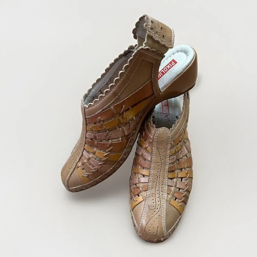Pikolinos Woven Leather Huarache Slingback Wedge Multicolor EU 39 US 8.5-9 NWOT
